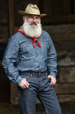 Uomo Roy Rogers Selvedge Bar|Camicie|Akansas Man Jap Selvedge Chambray Rinse