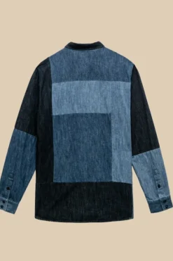 Uomo Roy Rogers Camicie|Camicia Kansas Patchwork 70th Denim Rinse