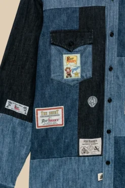 Uomo Roy Rogers Camicie|Camicia Kansas Patchwork 70th Denim Rinse