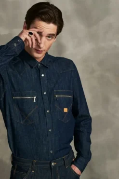 Uomo Roy Rogers Camicie|Camicia Western 70th Denim Cimosa Rinse