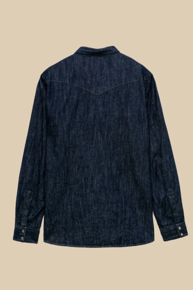 Uomo Roy Rogers Camicie|Camicia Western 70th Denim Cimosa Rinse