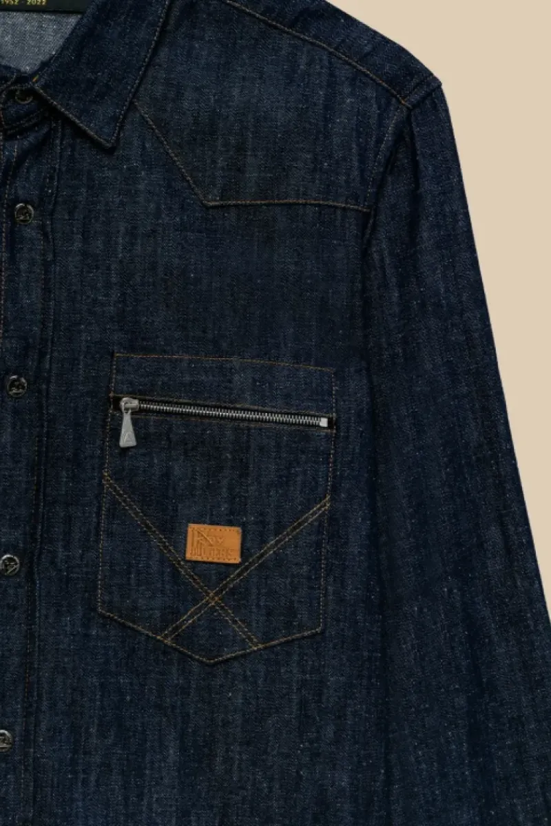 Uomo Roy Rogers Camicie|Camicia Western 70th Denim Cimosa Rinse