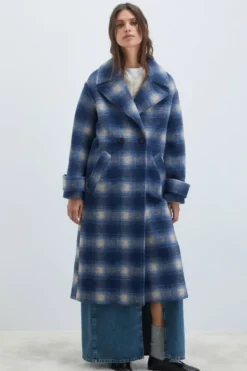 Donna Roy Rogers Capispalla|Cappotto Doppiopetto In Lana Check