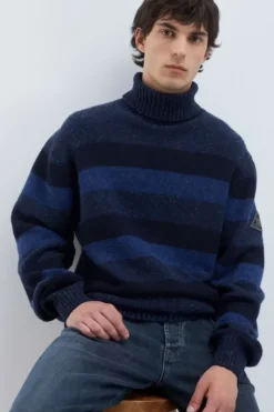 Uomo Roy Rogers Maglieria E Felpe|Dolcevita Multistripe In Lana E Cashmere
