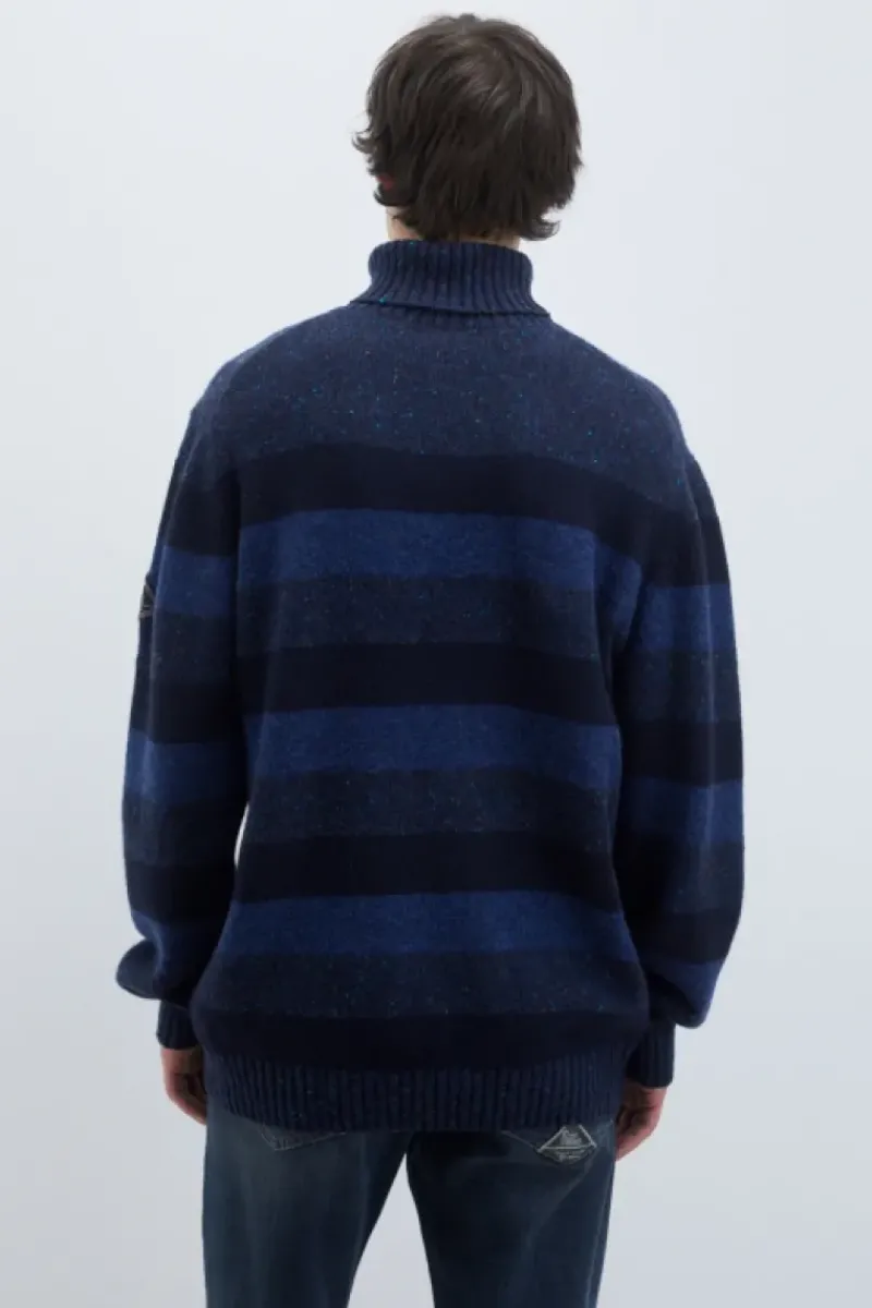 Uomo Roy Rogers Maglieria E Felpe|Dolcevita Multistripe In Lana E Cashmere