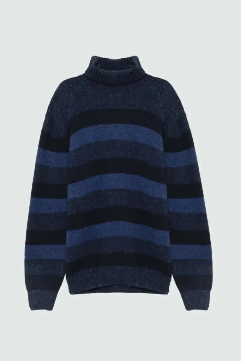 Uomo Roy Rogers Maglieria E Felpe|Dolcevita Multistripe In Lana E Cashmere