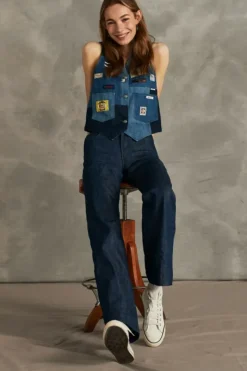Donna Roy Rogers Capispalla|Gilet Patchwork 70th Denim Rinse