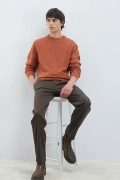 Uomo Roy Rogers Pantaloni|Pantalone Chino Smart In Gabardina