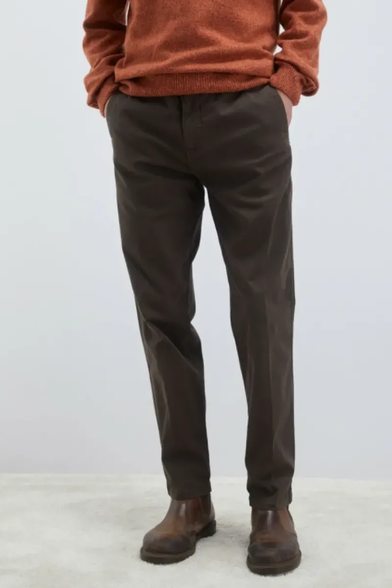 Uomo Roy Rogers Pantaloni|Pantalone Chino Smart In Gabardina
