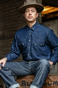 Uomo Roy Rogers Selvedge Bar|Camicie|Rodeo Man Jap Selvedge Denim Rinse