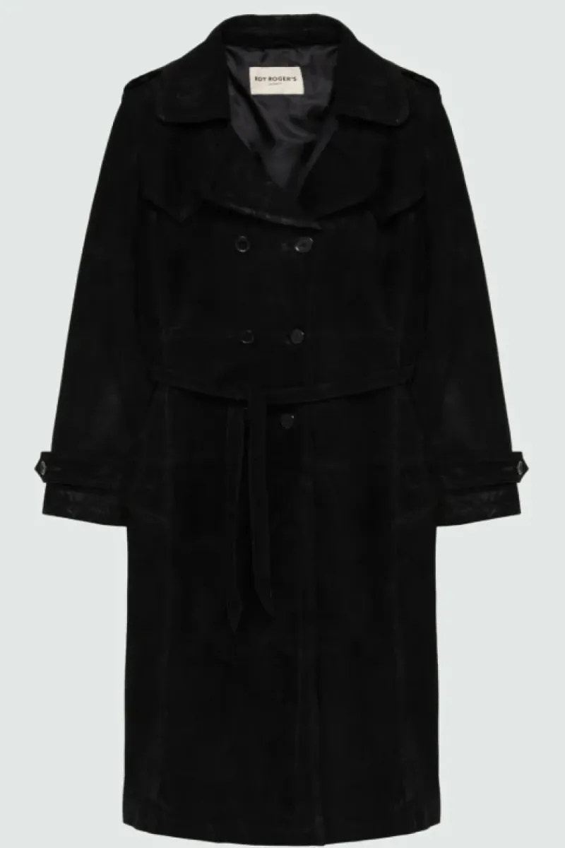 Donna Roy Rogers Capispalla|Trench In Suede Washed